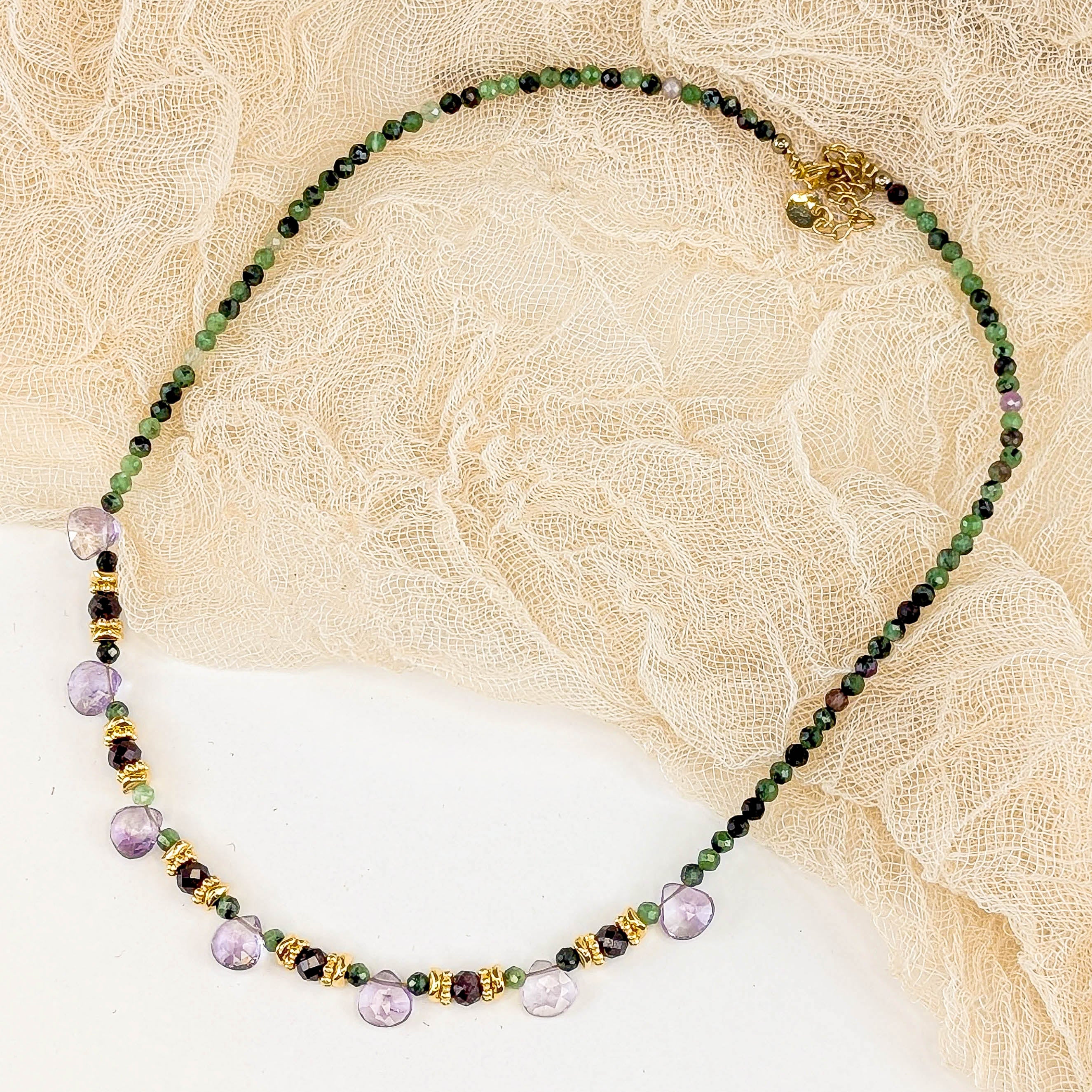 Rubin-Zoisit, Granat & Amethyst Kette