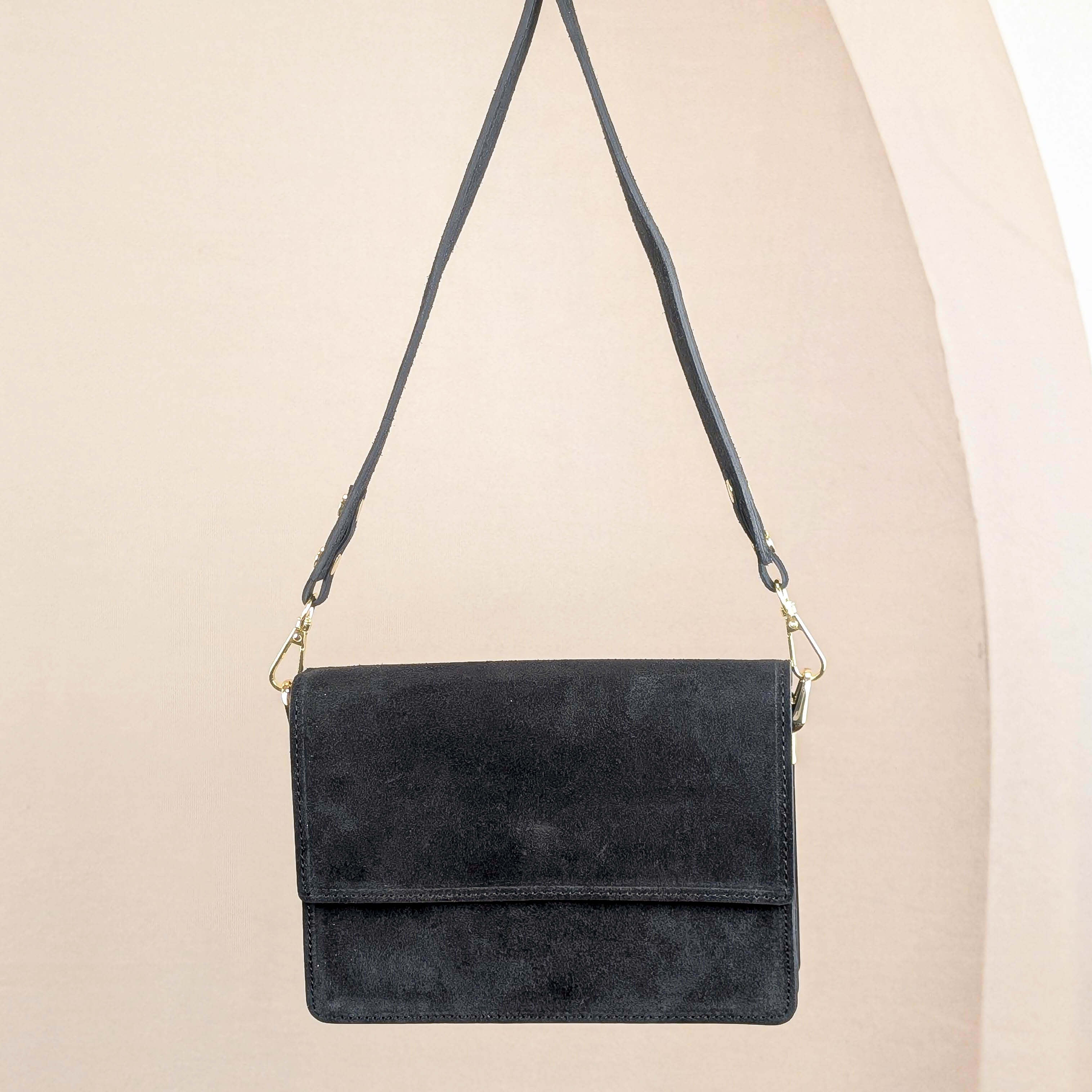 Minimalistische Wildledertasche Schwarz