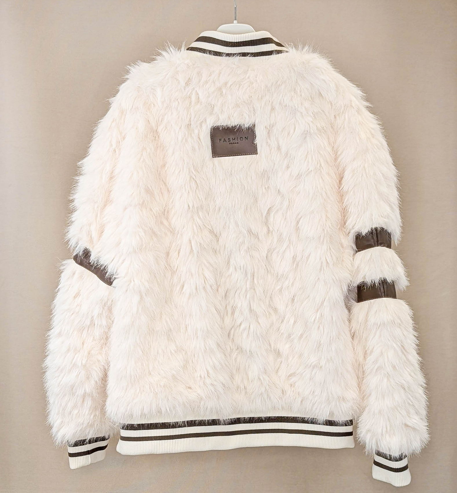 Faux Fur College Jacke - Cream