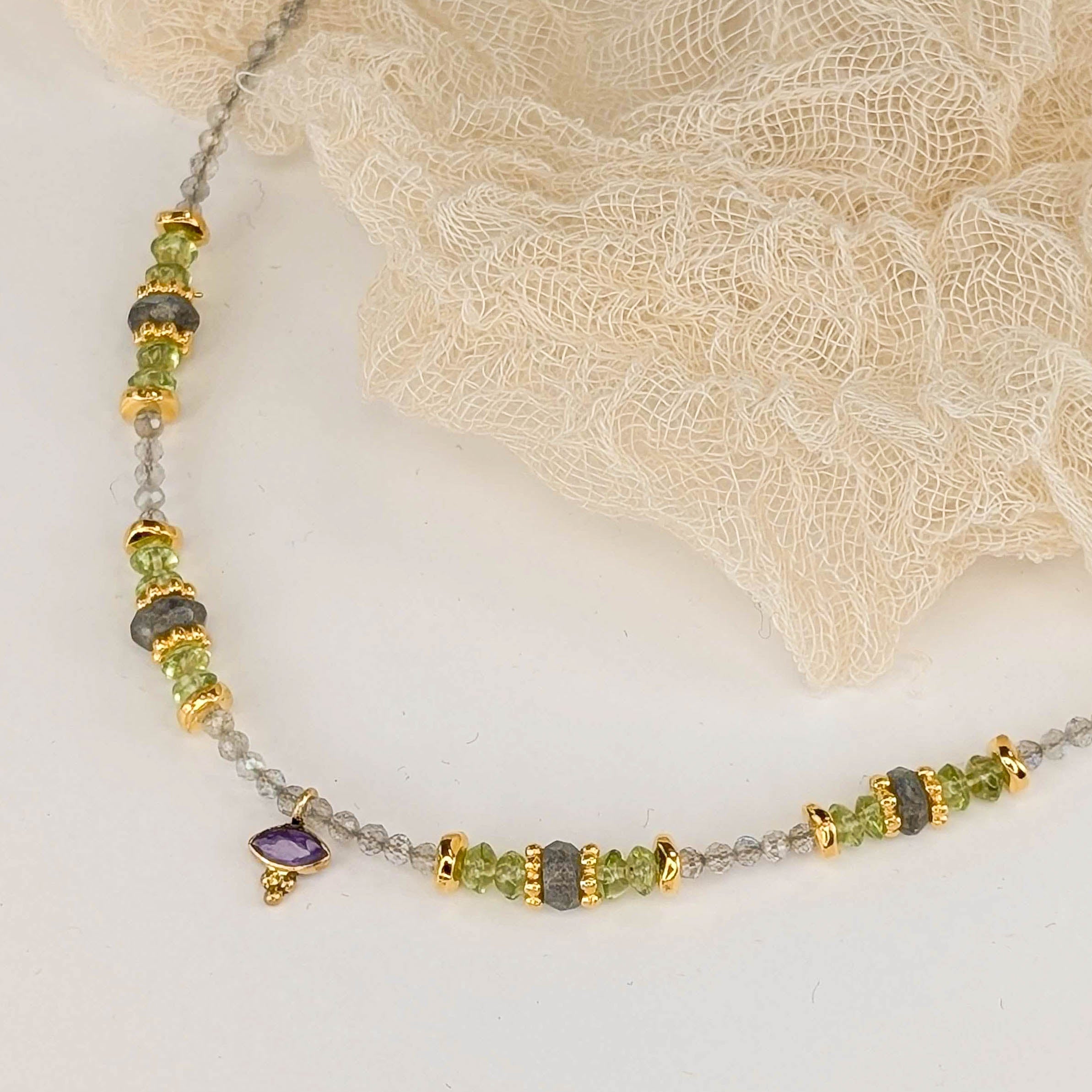 Peridot, Labradorit & Amethyst Choker