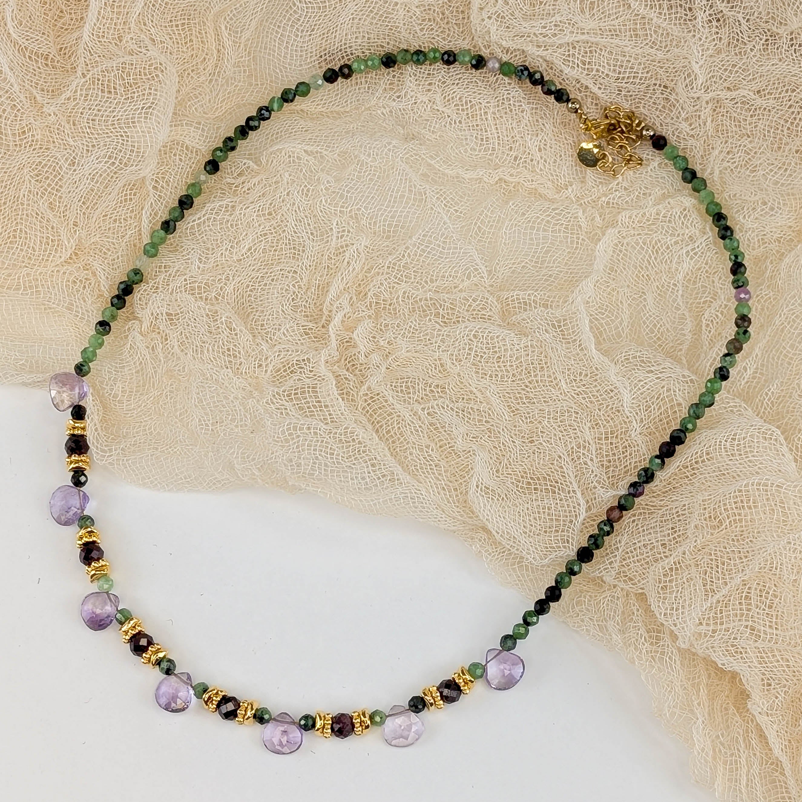 Rubin-Zoisit, Granat & Amethyst Kette