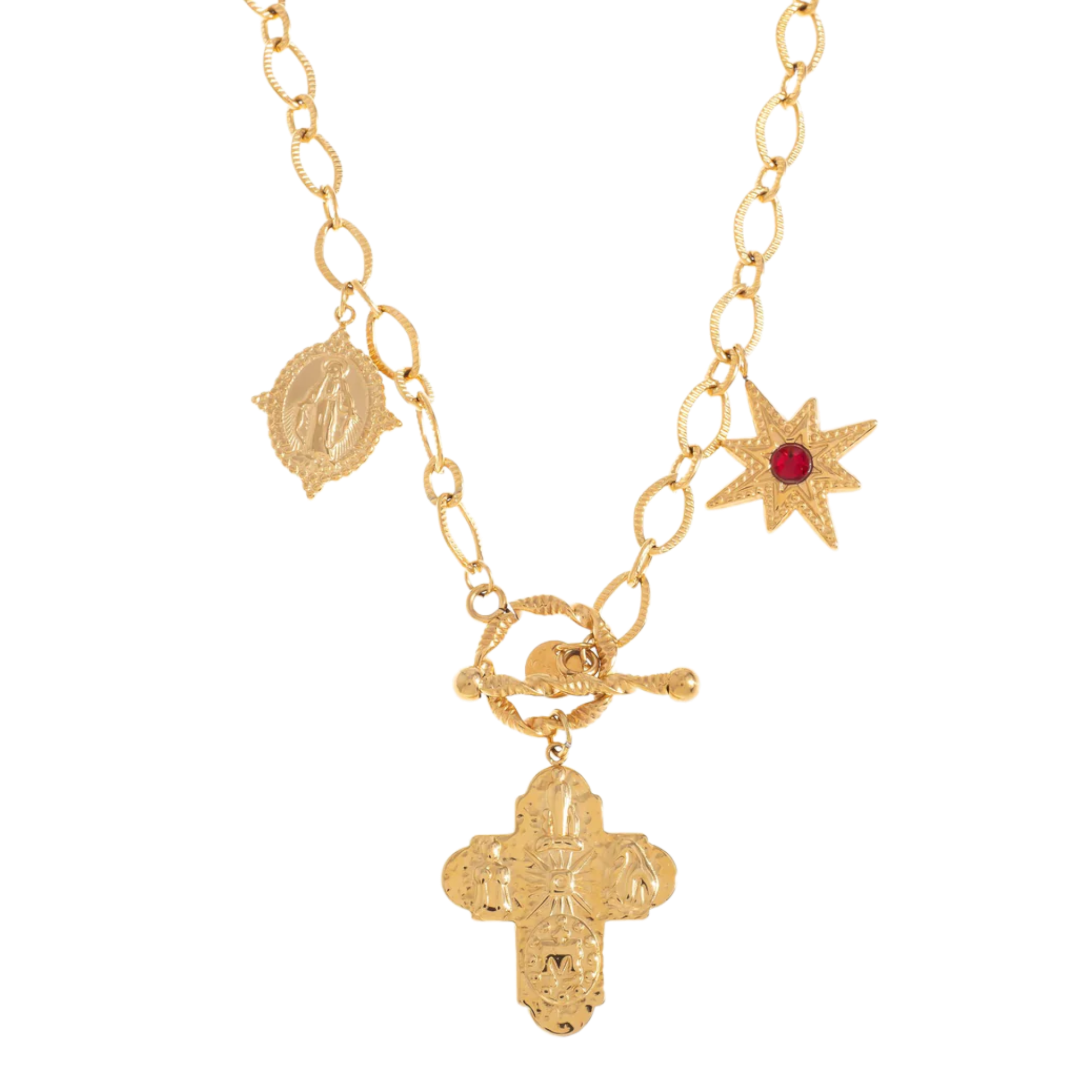 Chunky Cross Kette Gold