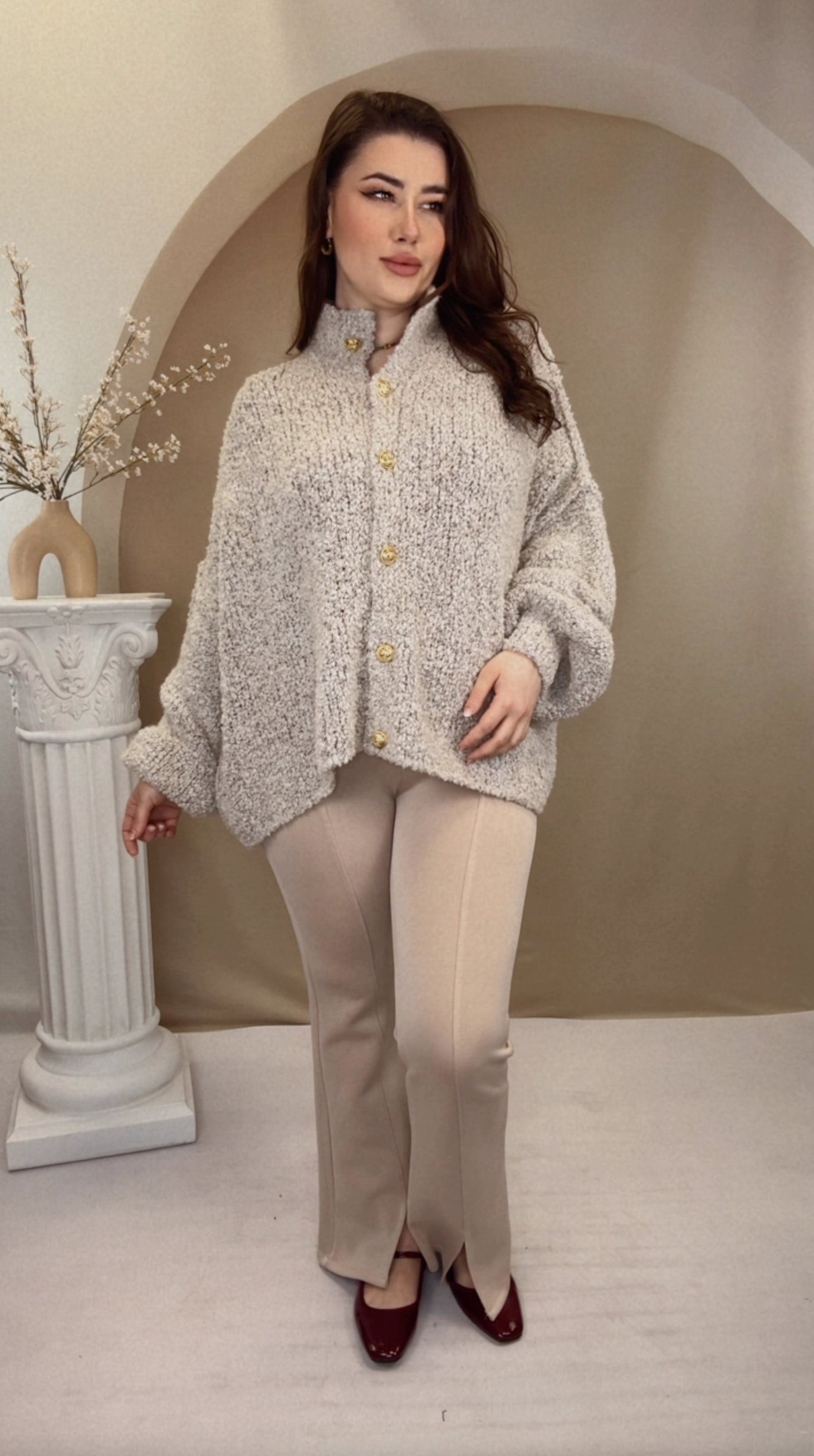 Emma Bouclé Cardigan - Creme