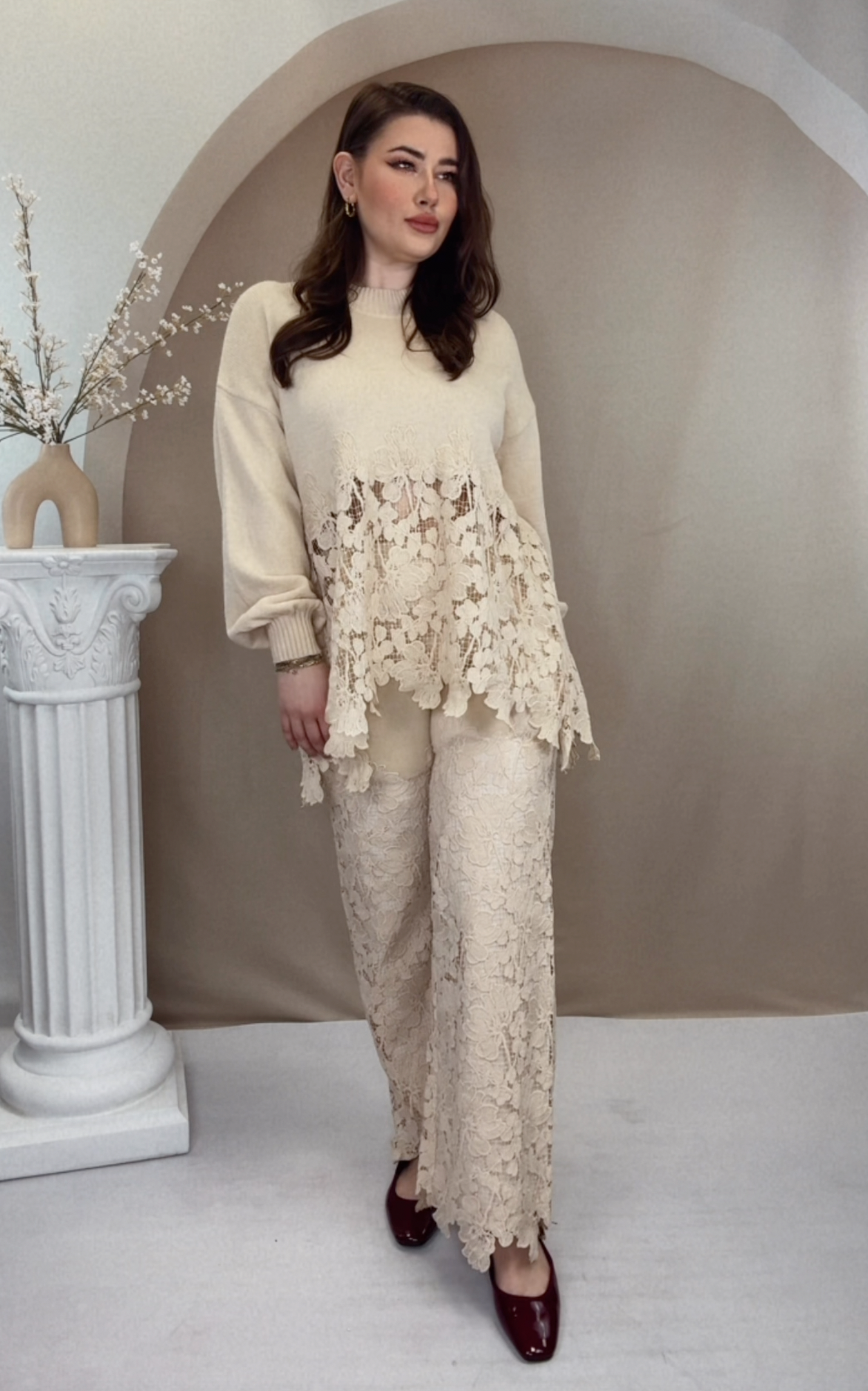 Lace Lana Cardigan - Cream